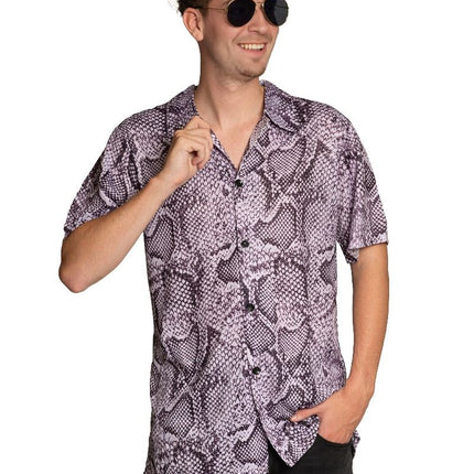 Hemd Schlangendruck Silber Herren