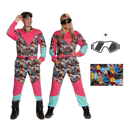 80er Jahre Skianzug mit Skibrille Vintage Freestyle