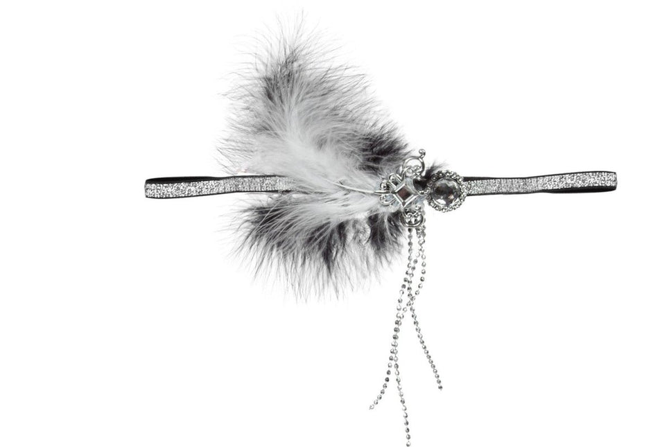 Hoofdband charleston witte veer - Partywinkel - 8720059008964