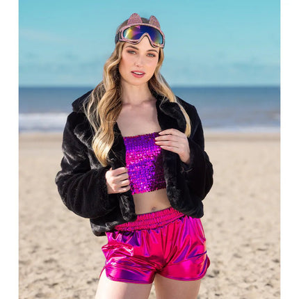 Hotpants Shiny roze van Boland koop je bij Partywinkel