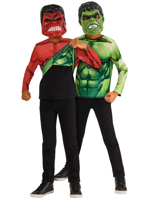 Hulk Reversible Shirt und Masken Kind
