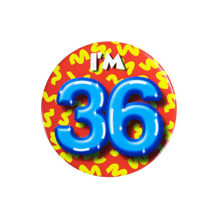 I'm 36 Button 36 Jaar 5,5cm van Paper Dreams koop je bij Partywinkel