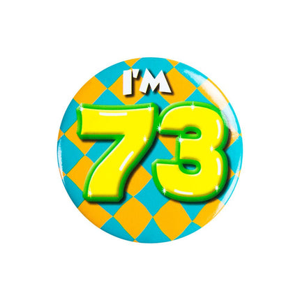 I'm 73 Button 1 Jaar 5,5cm van Paper Dreams koop je bij Partywinkel