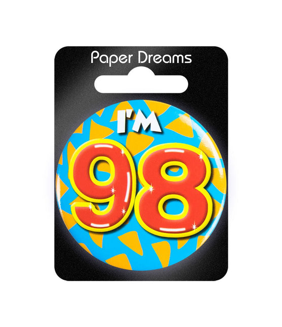 I'm 98 Button 98 Jaar 5,5cm van Paper Dreams koop je bij Partywinkel