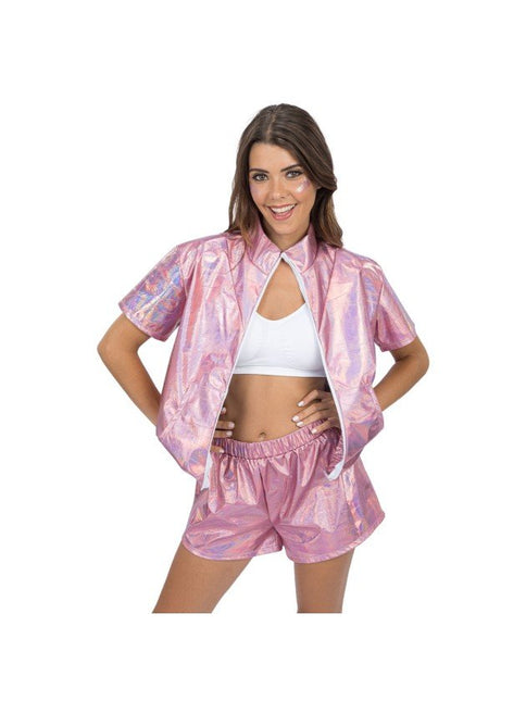 Iriserende Roze Festivalset Dames 2-Delig van CHAKS koop je bij Partywinkel