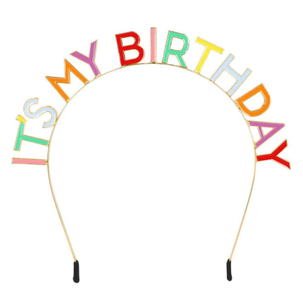 It'S My Birthday Haarband Regenboog van Boland koop je bij Partywinkel
