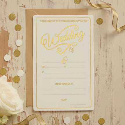 Ivoorkleurige Uitnodigingen 17cm 10st van Ginger Ray koop je bij Partywinkel