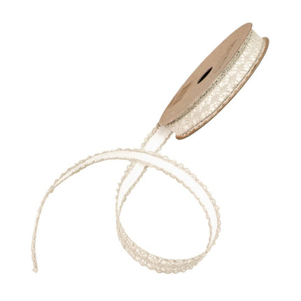 ELFENBEINFARBENES KLEBENDES BAUMWOLL-SPITZENBAND 1 CM X 2 M