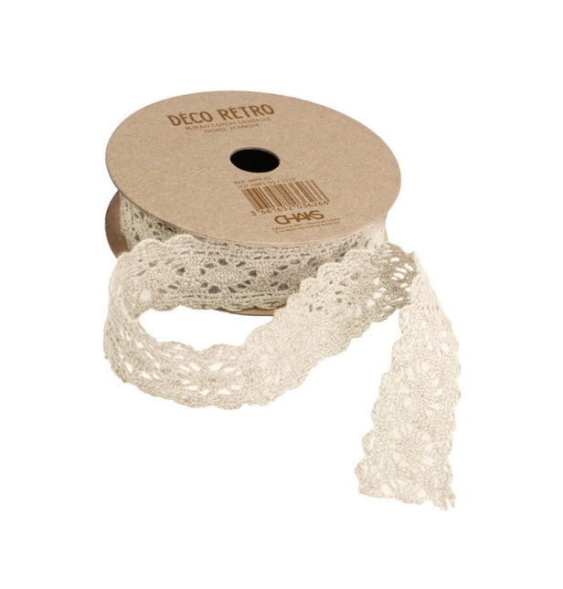 ELFENBEINFARBENES BAUMWOLL-SPITZENBAND 2 CM X 2 M