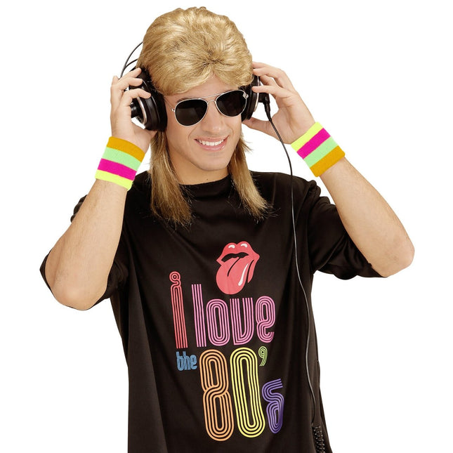 Jaren 80 Pruik Aso Blond Met Bril van Widmann koop je bij Partywinkel