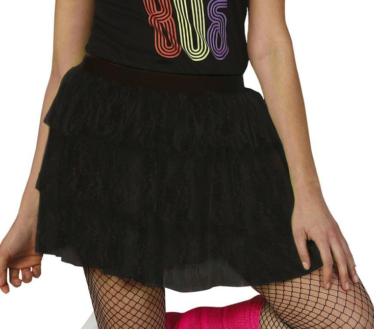 Jaren '80S Rok Zwart van Fiestas Guirca koop je bij Partywinkel