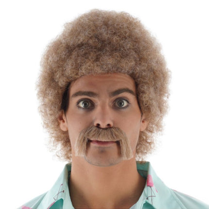 Jeff Perücke mit Schnurrbart, blond