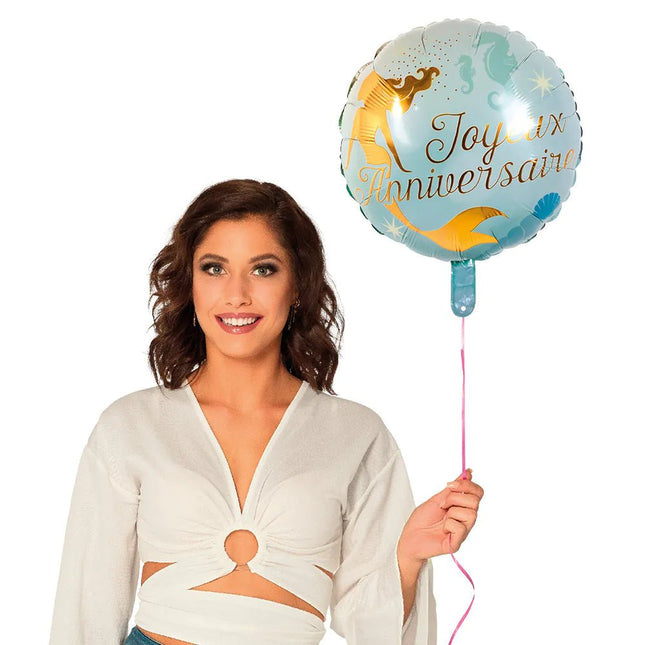 Joyeux Anniversaire Helium Ballon Zeemeermin Leeg van Boland koop je bij Partywinkel