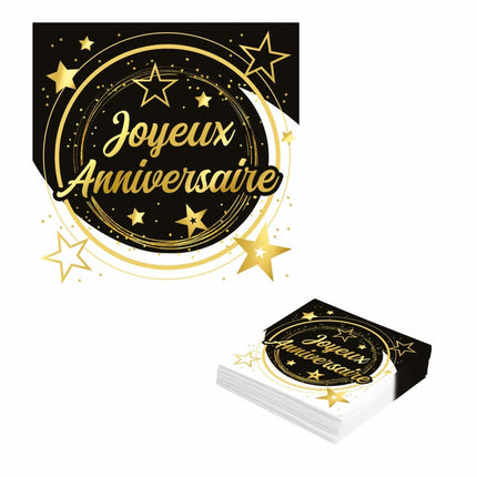 Joyeux Anniversaire Servetten 33cm 12st van Fiestas Guirca koop je bij Partywinkel