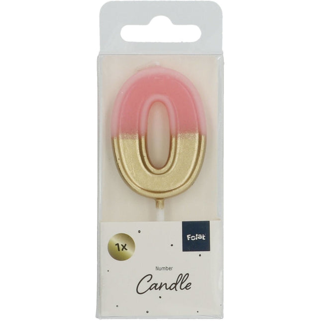 Kaars 0 Jaar Retro Roze 5cm van Folat koop je bij Partywinkel