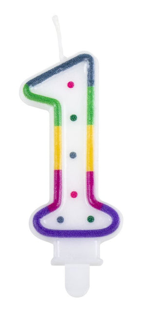 Kaars 1 Jaar 8cm - Partywinkel - 8712026310613