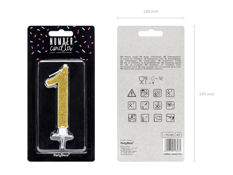Kaars 1 Jaar Goud 10cm van Partydeco koop je bij Partywinkel