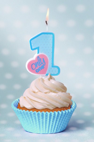 Kaars 1 Jaar Lichtblauw 8cm van Partydeco koop je bij Partywinkel