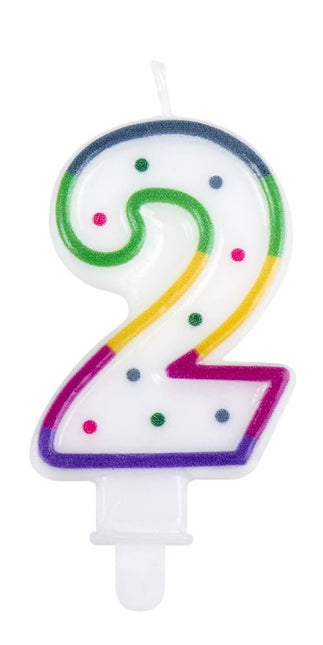 Kaars 2 Jaar 8cm - Partywinkel - 8712026310620