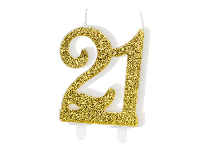 Kaars 21 Jaar Goud 7,5cm van Partydeco koop je bij Partywinkel