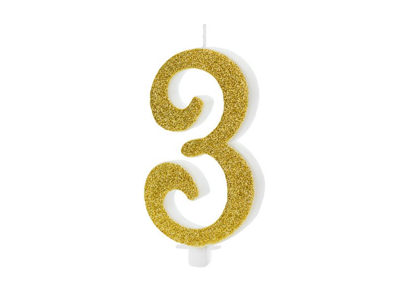 Kaars 3 Jaar Goud 10cm van Partydeco koop je bij Partywinkel