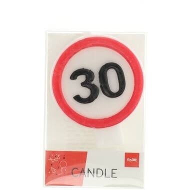 Kaars 30 Jaar Verkeersbord van Folat koop je bij Partywinkel