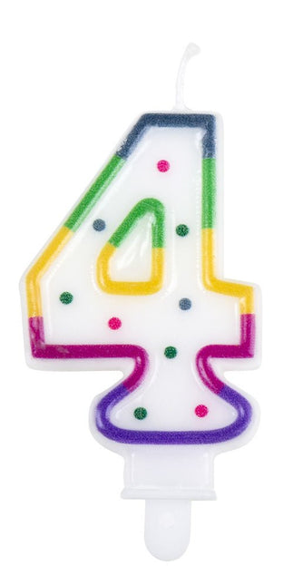 Kaars 4 Jaar 8cm - Partywinkel - 8712026310644