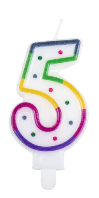 Kaars 5 Jaar 8cm - Partywinkel - 8712026310651