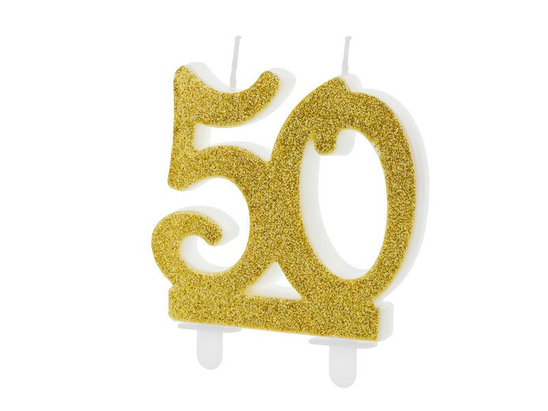 Kaars 50 Jaar Goud 7,5cm van Partydeco koop je bij Partywinkel