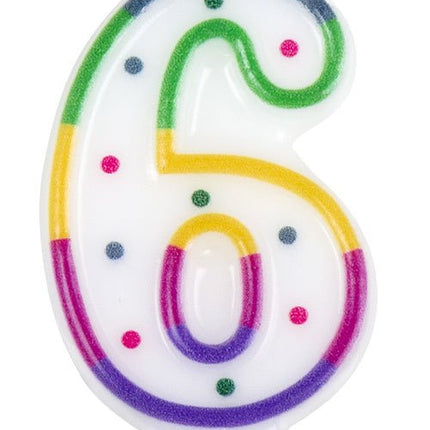 Kaars 6 Jaar 8cm - Partywinkel - 8712026310668