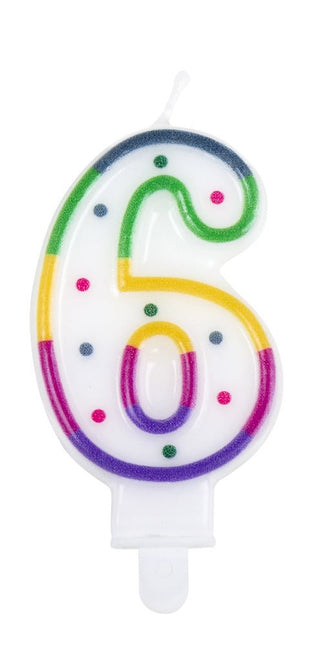 Kaars 6 Jaar 8cm - Partywinkel - 8712026310668