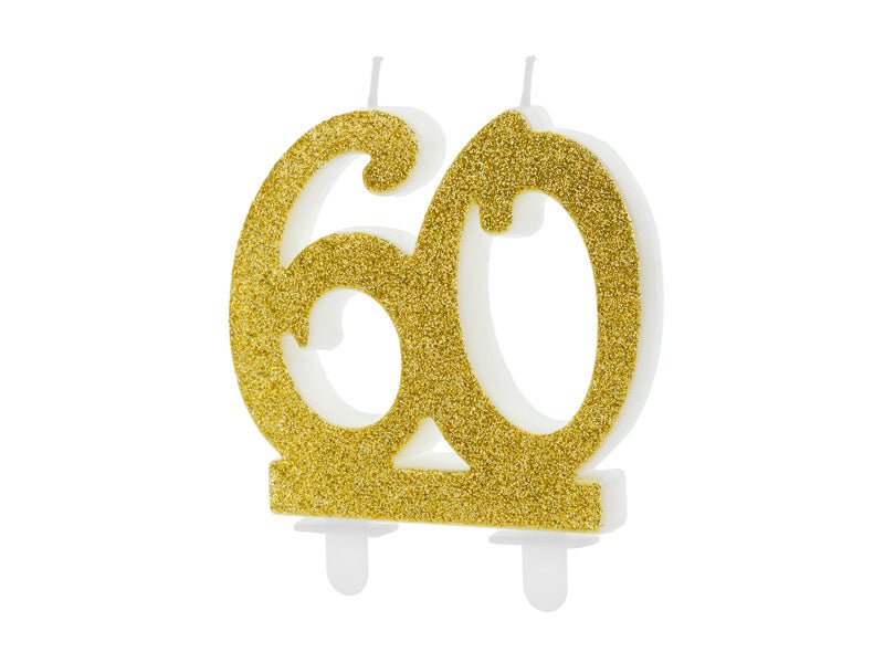Kaars 60 Jaar Goud 7,5cm van Partydeco koop je bij Partywinkel