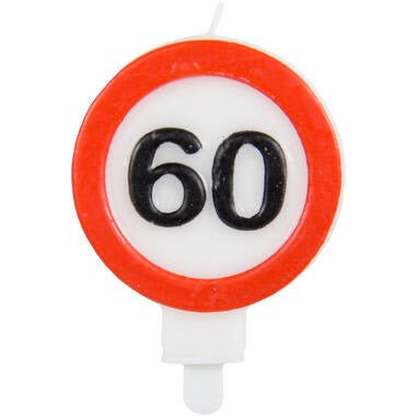 Kaars 60 Jaar Verkeersbord van Folat koop je bij Partywinkel