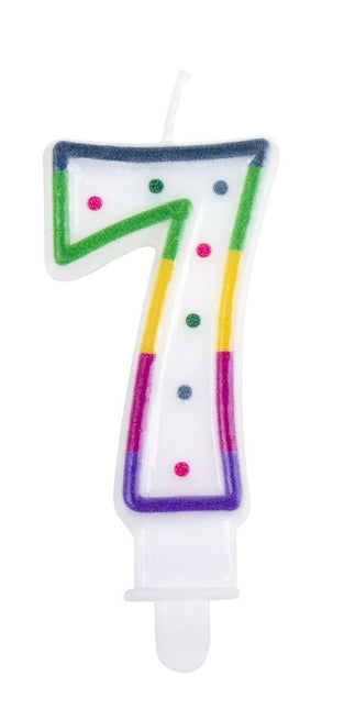 Kaars 7 Jaar 8cm - Partywinkel - 8712026310675