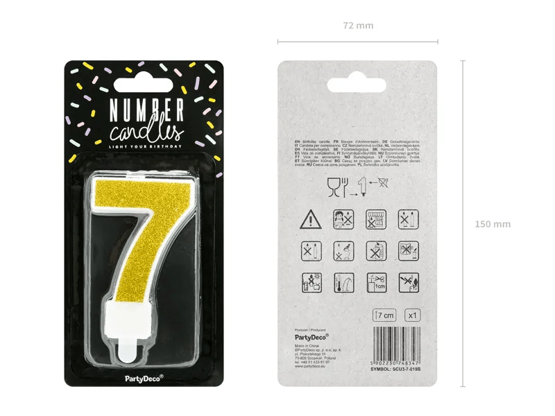 Kaars 7 Jaar Goud 7cm van Partydeco koop je bij Partywinkel
