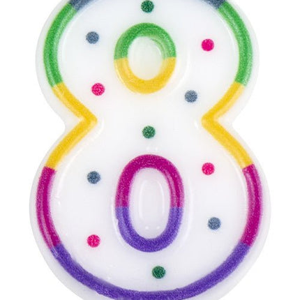 Kaars 8 Jaar 8cm - Partywinkel - 8712026310682