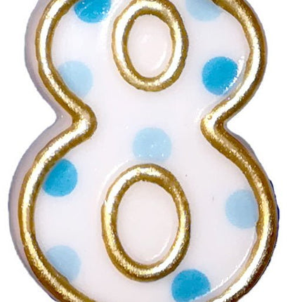Kaars 8 Jaar Blauwe Stippen 8,5cm van Haza Witbaard koop je bij Partywinkel