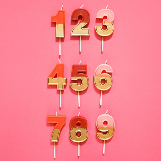 Kaars 9 Jaar Retro Roze 5cm van Folat koop je bij Partywinkel