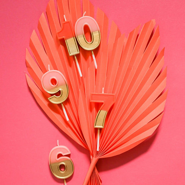 Kaars 9 Jaar Retro Roze 5cm van Folat koop je bij Partywinkel