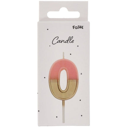 Kaars Retro Cijfer 0 Roze van Folat koop je bij Partywinkel