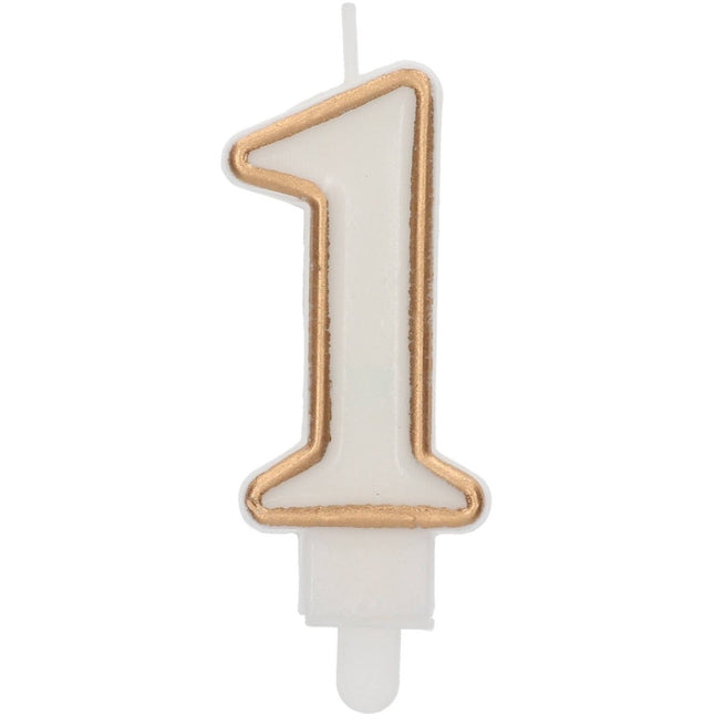 Kaars Simply Chique Gold Cijfer 1 van Folat koop je bij Partywinkel