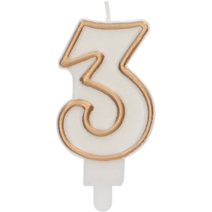 Kaars Simply Chique Gold Cijfer 3 van Folat koop je bij Partywinkel
