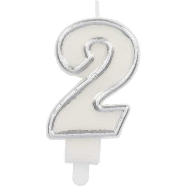 Kaars Simply Chique Silver Cijfer 2 van Folat koop je bij Partywinkel