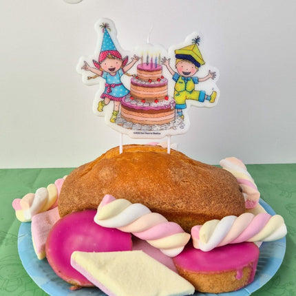 Kaarsje Fien & Teun 15cm van Haza Witbaard koop je bij Partywinkel