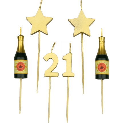 Kaarsjes 21 Jaar Champagne 17,5cm van Paper Dreams koop je bij Partywinkel