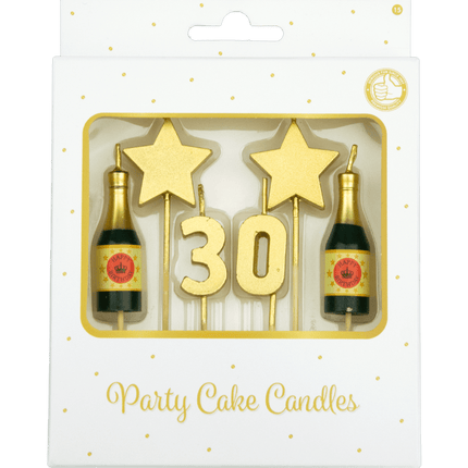 Kaarsjes 30 Jaar Champagne 17,5cm van Paper Dreams koop je bij Partywinkel
