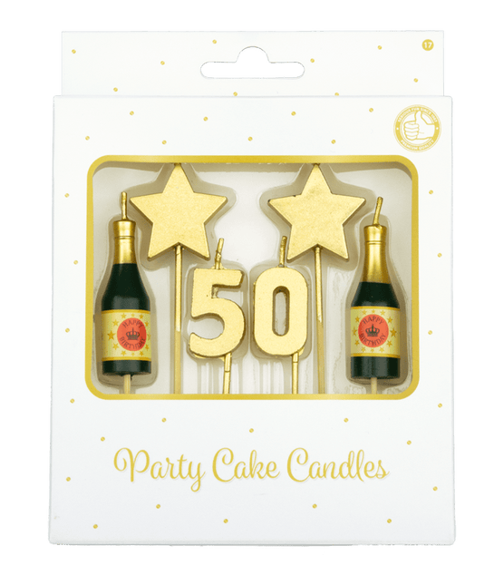 Kaarsjes 50 Jaar Champagne 17,5cm van Paper Dreams koop je bij Partywinkel