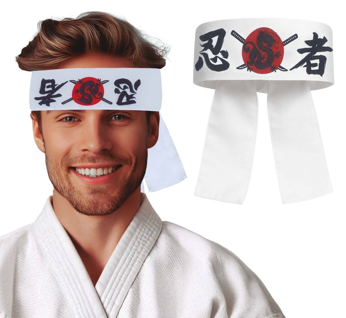 Karate Hoofdband Wit Rood van Fiestas Guirca koop je bij Partywinkel