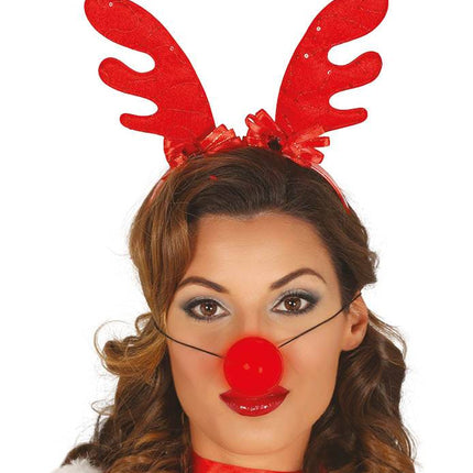 Kerst Haarband Rendier met Lichtgevende Neus Deluxe van Fiestas Guirca koop je bij Partywinkel