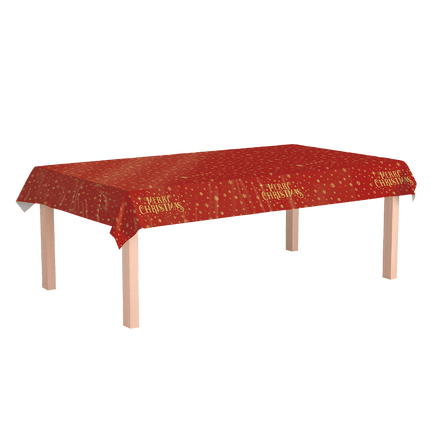Kerst Tafelkleed Rood Goud Merry Christmas 2,74m van Paper Dreams koop je bij Partywinkel